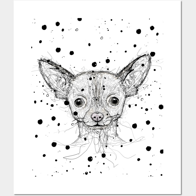 Chihuahua Scribble Artwork Wall Art by LemoboyArt